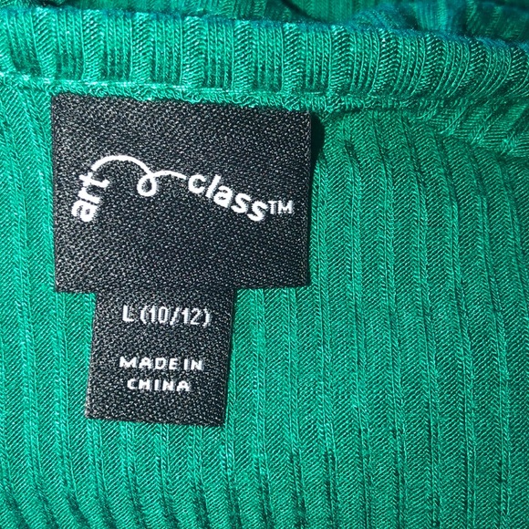 Art Class Girls' Long Sleeve Rib Ruffle Neck Dress - Picture 5 of 5